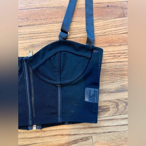 White fox festival bra top Black Sexy Bustier Push Up Mesh Biker XS Gold - Picture 7 of 12